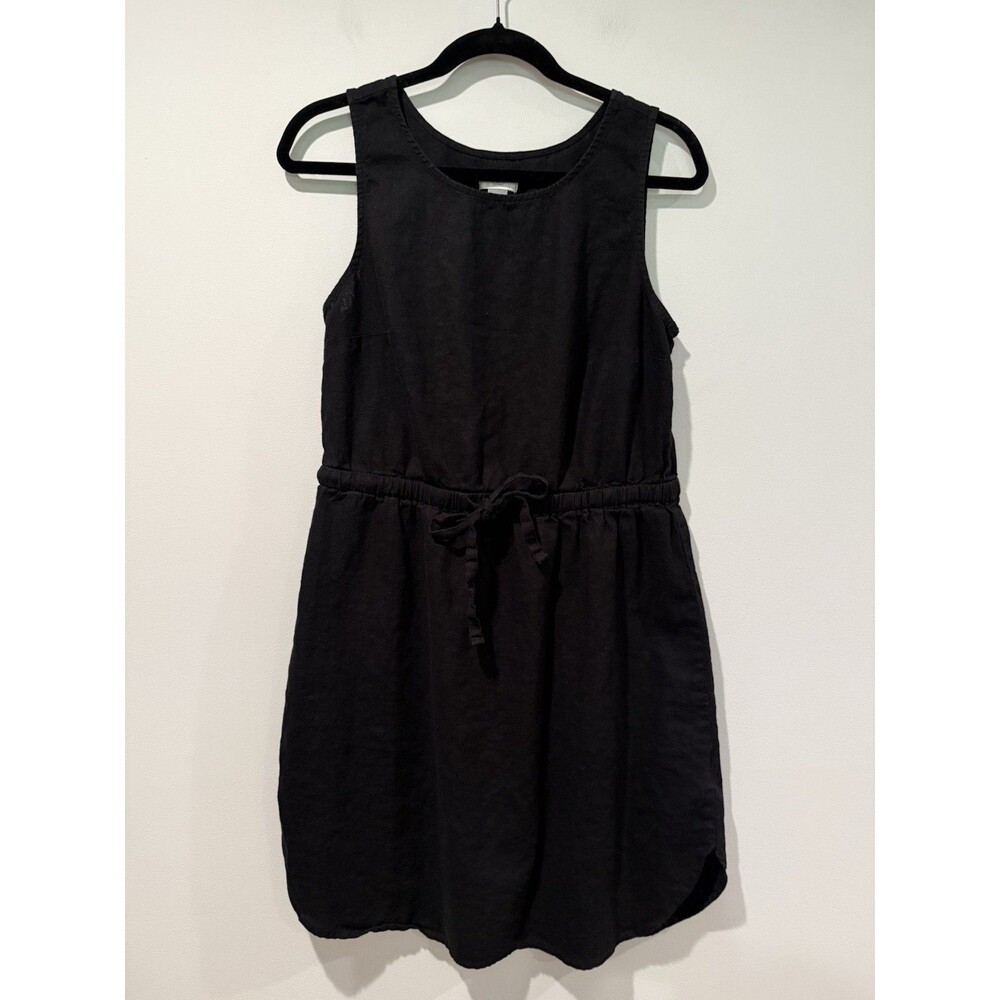 Old Navy Dress Medium Black Linen Minimalist Travel Vacation Beach Whimsigoth